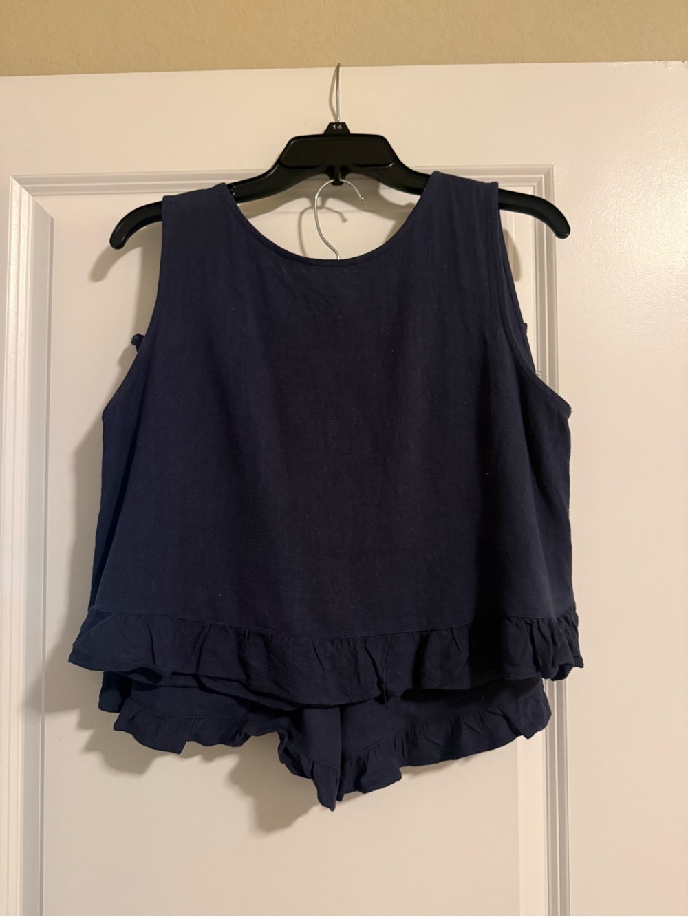 Women’s Navy Ruffle Hem Set